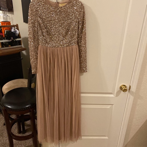 ASOS Dresses & Skirts - Gold Sequin Formal Floor Length Dress Ladies Small